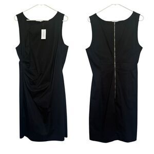 Banana Republic Side Ruched Woven LBD Little Black Dress Sleeveless Sz 16 NWT